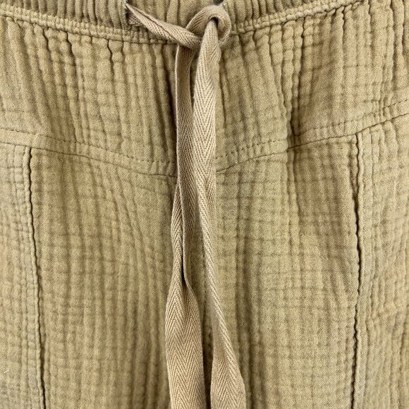 Madewell Lightspun Pull-On Mid-Rise Joggers Size L Crinkle‎ Waffle Earthen Gold - Picture 7 of 11